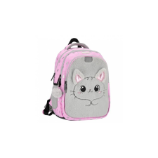 Starpak Kitty Plus cicás iskolatáska, hátizsák - 3 rekeszes - szürke, pink (550849) iskolatáska