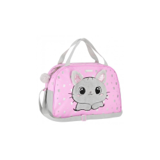 Starpak Kitty Plus cicás kézitáska, sporttáska - szürke, pink (550872)