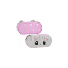 Starpak Kitty Plus cicás ovális tolltartó - szürke, pink (550894) tolltartó
