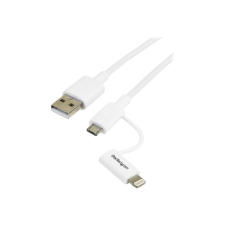 Startech .com 1m (3ft) Apple Lightning or Micro USB to USB Cable for iPhone / iPod / iPad - White - Apple MFi Certified (LTUB1MWH) - charging / data cable - Lightning / USB - 1 m (LTUB1MWH) kábel és adapter