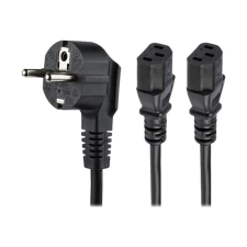 Startech .com 2m C13 Power Cord - Schuko to 2x C13 - Y Splitter Power Cable - power cable - 2 m (PXT101YEU2M) - Tápkábel kábel és adapter