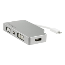 Startech .com USB C Multiport Video Adapter with HDMI, VGA, Mini DisplayPort or DVI - USB Type C Monitor Adapter to HDMI 1.4 or mDP 1.2 (4K) - VGA or DVI (1080p) - Silver Aluminum (CDPVGDVHDMDP) hub és switch