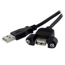 Startech PANEL MOUNT USB A - A összekötő kábel 0.6m - Fekete kábel és adapter