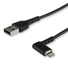 Startech USB-A apa - Lightning 90° apa Töltőkábel 1m - Fekete kábel és adapter