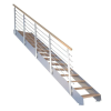 StarWood Treppen Kos lépcső 15 lépcsőfokkal tölgyfa rusztikus 87 cm dizájnkorlát szürke FSC®