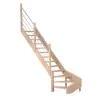 StarWood Treppen Mykonos Pro tölgyfa lépcső bal fordulós 90 cm fa-rozsdamentes acél korlát FSC®