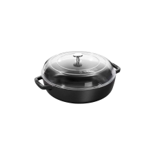 Staub Cast Iron Frying Pan with Two Handles and Lid - 28 cm, Black edény