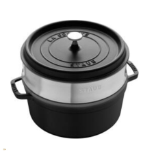 Staub La Cocotte Öntöttvas kerek Főzőedény Párolóval Ø 24cm 3,8L - Fekete edény