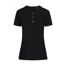 STEDMAN Női rövid ujjú póló Stedman Sharon Henley T-Shirt L, Opál fekete