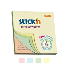  STICK N Öntapadó jegyzettömb, 76x76 mm, 100 lap, STICK N, pasztell színek jegyzettömb