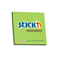 Stick'n Öntapadó jegyzettömb STICK'N 76x76mm neon zöld 100 lap post-it