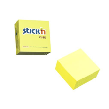 Stick'n Öntapadó kockatömb, 76x76mm, 400 lap, STICK N, neonsárga jegyzettömb