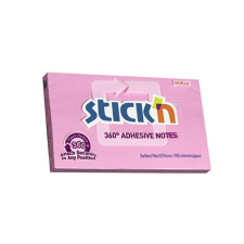 Stick'n STICK N Öntapadó jegyzettömb, 76x127 mm, 100 lap, STICK N, rózsaszín post-it