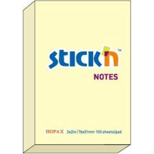Stickn Stick`N 76x51 mm 100 lap pasztell sárga öntapadó jegyzettömb (21006) post-it