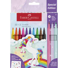 Stocktechnik Kereskedelmi Kft. Faber-Castell Filctoll készlet 10+3db glitteres, matricával, unikornisos filctoll, marker