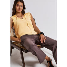 STREET ONE Női Blúz - Trendi, sárga színű, pillehüvelyű design, díszített nyakkivágással 345885-16901 blúz