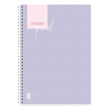 Street Spirálfüzet STREET Pad A/4 kockás 100 lapos lila pöttyös füzet