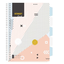 Street Spirálfüzet STREET Pad regiszteres A/4 vonalas 100 lapos színes mintás füzet