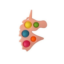 Stresszoldó játék, Pop it, kulcstartó, 9 cm, Unikornis rózsaszín kulcstartó