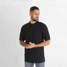  Striped Black Highneck Tee - fekete póló - Méret: S férfi póló