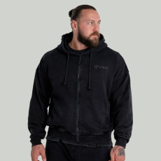 Strix Washed Zip kapucnis pulóver Black L