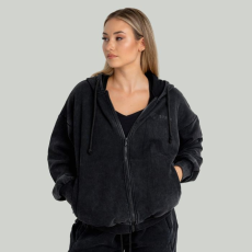 Strix Zip Washed női kapucnis pulóver Black