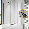 Stuxi Milano Easy Black Kombi Plus 1 Walk-in zuhanyfal, 120x130 cm, 8 mm vastag vízlepergető biztonsági üveggel, helytakarékos stabilizátorral, polccal