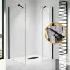 Stuxi Milano Easy Black Kombi Plus 1 Walk-in zuhanyfal, 140x140 cm, 8 mm vastag vízlepergető biztonsági üveggel, helytakarékos stabilizátorral, polccal