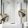 Stuxi Milano Easy Black Kombi Plus 2 Walk-in zuhanyfal, 90x120 cm, 8 mm vastag vízlepergető biztonsági üveggel, helytakarékos stabilizátorral, 2 polccal