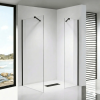 Stuxi Milano Easy Black Kombi Walk-in zuhanyfal, 120x80 cm, 8 mm vastag vízlepergető biztonsági üveggel, helytakarékos stabilizátorral