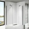 Stuxi Milano Easy Black Kombi Walk-in zuhanyfal, 80x70 cm, 8 mm vastag vízlepergető biztonsági üveggel, helytakarékos stabilizátorral