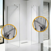 Stuxi Milano Easy Kombi Plus 2 Walk-in zuhanyfal, 110x110 cm, 8 mm vastag vízlepergető biztonsági üveggel, helytakarékos stabilizátorral, 2 polccal