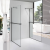 Stuxi Milano Gate Black Plus 2 falsíkra szerelhető, két oldalfalas walk-in zuhanyfal, 100x100 cm, 8 mm vastag vízlepergető biztonsági üveggel, helytakarékos sarokmerevítőkkel