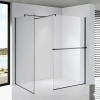 Stuxi Milano Kombi Plus 1 Black Walk-in zuhanyfal, 70x110 cm, 8 mm vastag vízlepergető biztonsági üveggel, polccal és törölközőtartóval