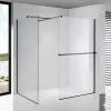 Stuxi Milano Kombi Plus 1 Black Walk-in zuhanyfal, 80x110 cm, 8 mm vastag vízlepergető biztonsági üveggel, polccal és törölközőtartóval