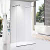 Stuxi Milano Light Black falsíkra szerelhető Walk-in zuhanyfal, 90x200 cm, 8 mm vastag vízlepergető biztonsági üveggel, két távtartóval