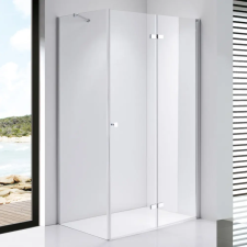 Stuxi Verona 110x80 aszimmetrikus csuklóajtós zuhanykabin 6 mm vízlepergető biztonsági üveggel, króm kád, zuhanykabin
