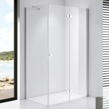 Stuxi Verona 90x80 aszimmetrikus csuklóajtós zuhanykabin 6 mm vízlepergető biztonsági üveggel, króm kád, zuhanykabin