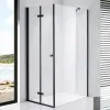 Stuxi Verona Black 90x120 aszimmetrikus csuklóajtós zuhanykabin 6 mm vízlepergető biztonsági üveggel, fekete