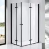 Stuxi Verona Duo Black 120x100 aszimmetrikus két csuklóajtós zuhanykabin 6 mm vízlepergető üveggel, fekete