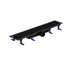 Styron Zuhanyfolyóka egyenes, 600 mm-es CHAIN fekete keskeny fedráccsal fürdőkellék