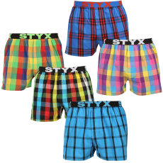 Styx 5PACK férfi bő szárú boxeralsó Styx sportos gumipánt többszínű (5B0112456) L
