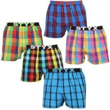 Styx 5PACK férfi bő szárú boxeralsó Styx sportos gumipánt többszínű (5B0112456) XL férfi alsó