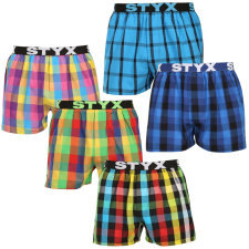 Styx 5PACK férfi bő szárú boxeralsó Styx sportos gumipánt többszínű (5B0113456) M férfi alsó