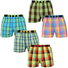 Styx 5PACK férfi bő szárú boxeralsók Styx sportos gumipánt többszínű (5B110105) XL férfi alsó