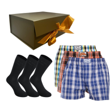 Styx Férfi ajándékkészlet3PACK rövidnadrág és3PACK bambusz zokni Styx (6STR) XL férfi alsó