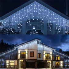 Sumker Karácsonyi jégcsap fényfüzér fényeffektes, 500 LED, 25 m, hidegfehér, toldható, kültérre és beltérre kültéri izzósor
