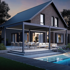  SUN DELUX Motoros 3,6x7,2 m antracit terasz pergola kerti tárolás