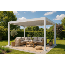  SUN ELEGANCE 3x4 m Motoros fehér terasz pergola + LED világítás kerti tárolás