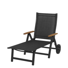 SUN GARDEN ASS COMFORT állítható, alumínium kerti nyugágy - antracit/fekete kerti bútor